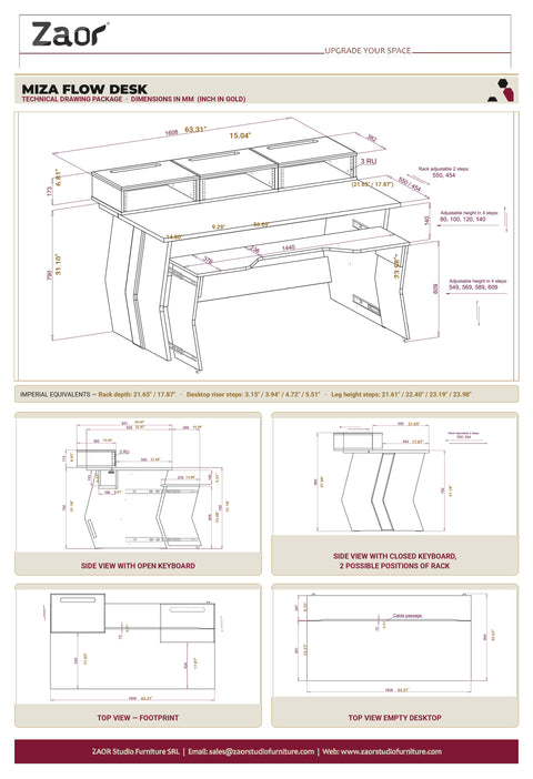 Zaor Studio Furniture srl desk Zaor Miza Flow – Flexible Premium Studio Desk for Modern Music Production