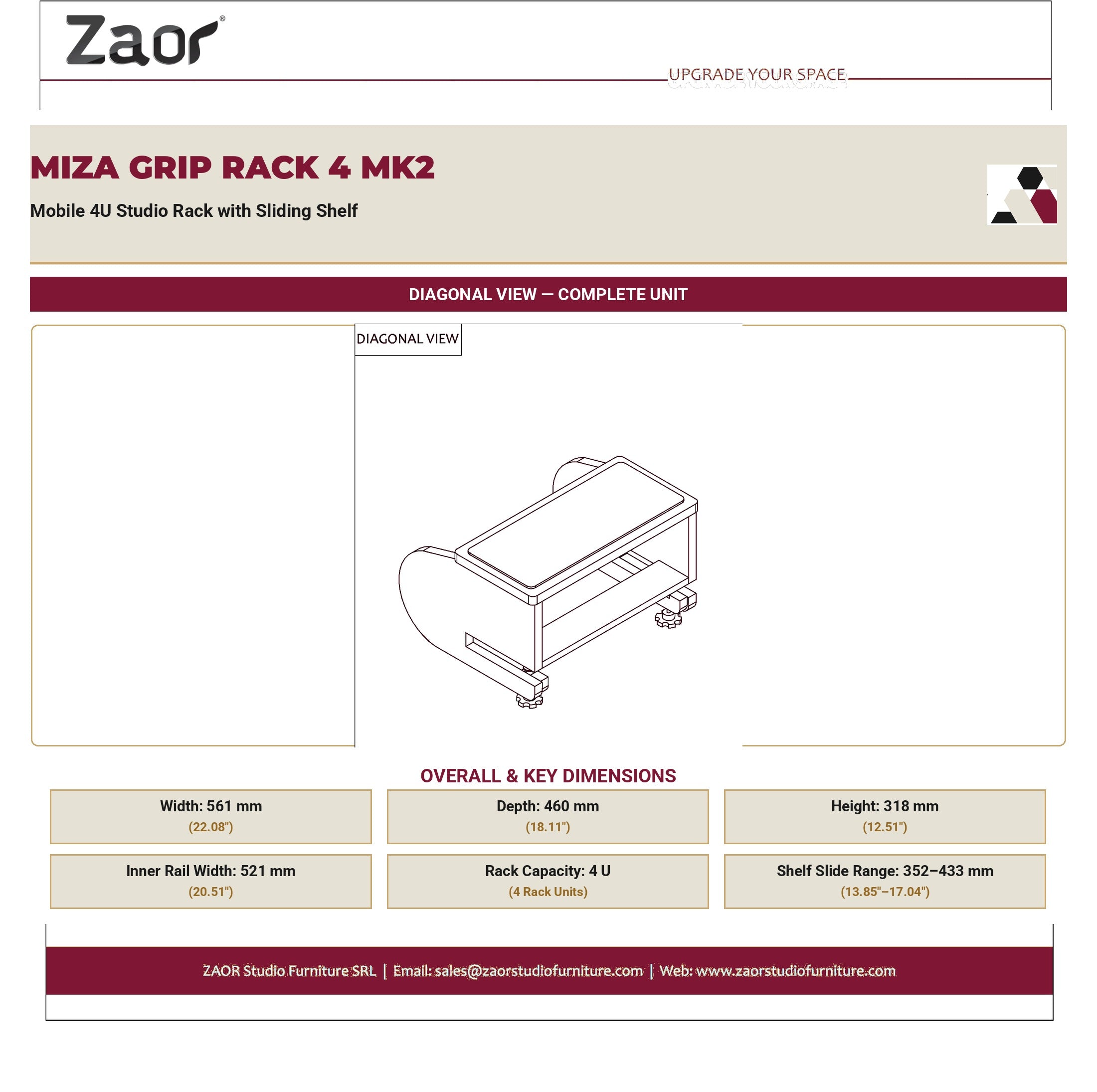 Zaor Miza Griprack 4 Mk II – Compact Desktop Rack for Hybrid Workflows